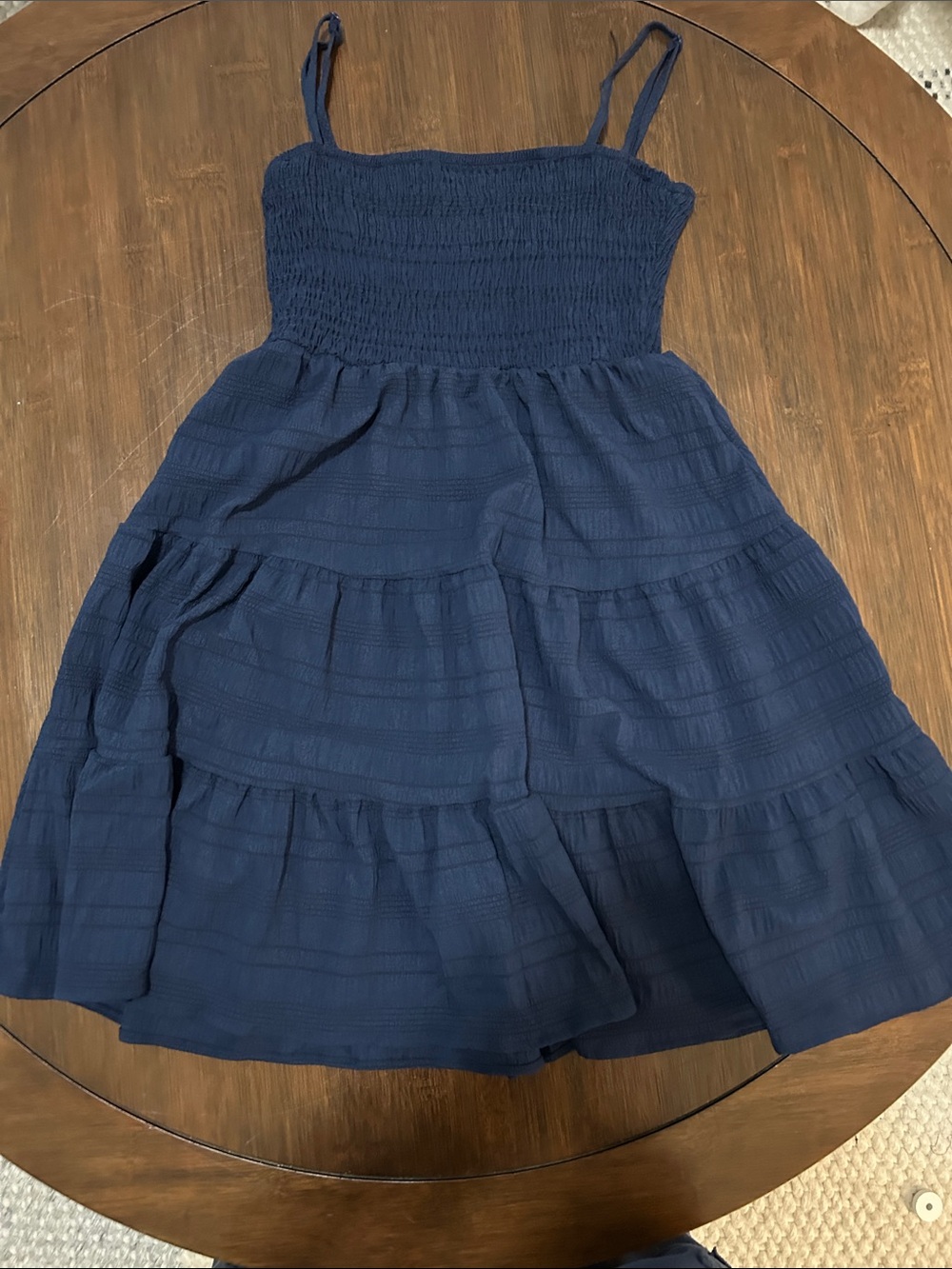 SHEIN Navy Blue Smocked Tiered Sundress